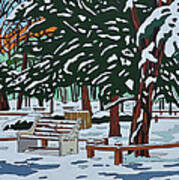 Winter On State Park Bench Art Print