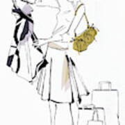 Woman Shopping Looking At Dress Art Print