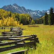 Wooden Fence In A Forest, Maroon Bells Art Print