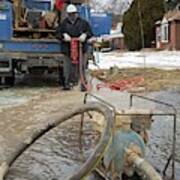 Worker Repairing Water Mains Art Print