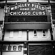 Wrigley Field Chicago Cubs Sign In Black And White Art Print