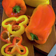 Yellow And Red Peppers Or Bell Pepper Art Print
