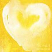 Yellow And White Love- Heart Art By Linda Woods Art Print
