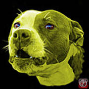 Yellow Pitbull Dog 7769 - Bb - Fractal Dog Art Art Print