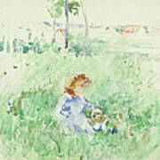 Young Girl Seated On The Lawn Art Print