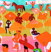 Young People On Busy Beach In Rio De Art Print