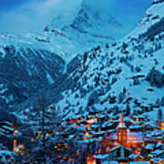 Zermatt - Winter's Night Art Print