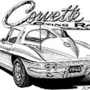 1963 Split Window Corvette Art Print