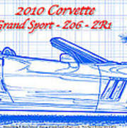 2010 Corvette Grand Sport - Z06 - Zr1 Blueprint #1 Art Print