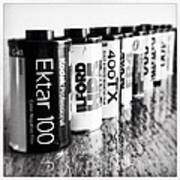 Film Cans Black And White #1 Art Print
