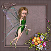 Forest Fairy In The Garden #1 Art Print