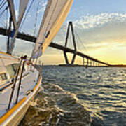 Sailing On The Charleston Harbor During Sunset #1 Art Print