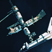 The Space Shuttle Docked With A Space Station #1 Art Print