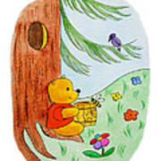 Winnie The Pooh And His Lunch #2 Art Print
