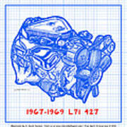 1967 - 1969 L71 427-435 Corvette Engine Blueprint Art Print