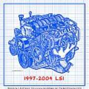 1997 - 2004 Ls1 Corvette Engine Blueprint Art Print