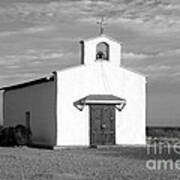 Calera Mission Chapel In West Texas Black And White Art Print