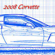 2008 Corvette Blueprint Art Print