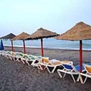 Beach Umbrellas And Chairs Costa Del Sol Spain #9 Art Print