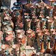 A Number Of Clay Vases And Figurines At The Surajkund Mela Art Print