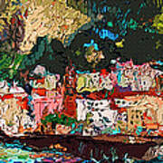 Abstract Amalfi Coast Panoramic Painting Art Print