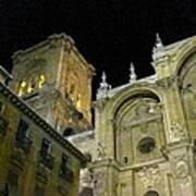 Amazing Exterior Architecture Of Cathedral At Night Granada Spain Art Print