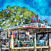 American Flag At Bait Shop Art Print