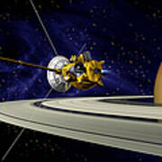 Artwork Of Cassini During Soi Maneuver Art Print