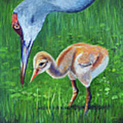 Baby Crane's Lesson Art Print