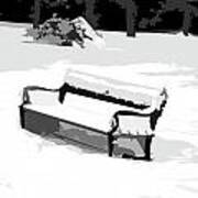 Bench In Snow Art Print