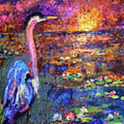 Blue Heron Sunset Art Print