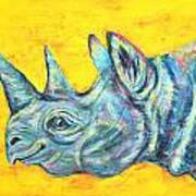 Blue Rhinoceros Art Print