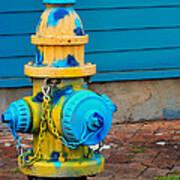 Blue Spotted Fire Hydrant Art Print