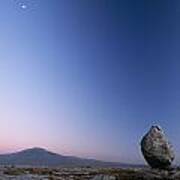 Boulder On Limestone Pavement At Dusk Art Print