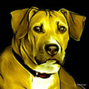 Boxer Pitbull Mix Pop Art - Yellow Art Print
