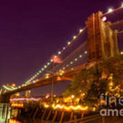 Brooklyn Bridge At Night Art Print