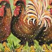 Brown Spotted Chickens Art Print