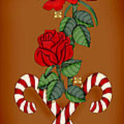 Candy Cane Roses Art Print