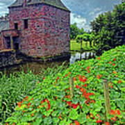 Chateau Tower And Nasturtiums Art Print