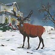 Christmas Elk Art Print