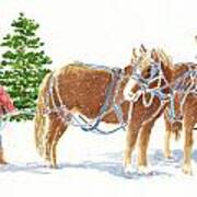 Christmas Horses Art Print
