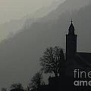Church On A Foggy Mountain Art Print