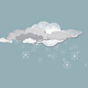 Clouds And Snowflakes Art Print