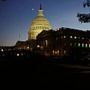 Conjunction Of Moon Venus And Jupiter Over The U S Capitol 15q Art Print