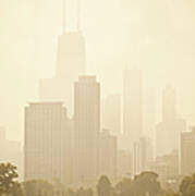 Downtown Chicago In Mist Art Print