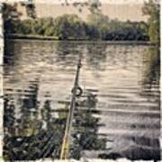 #fishing #pond #lake #midwest #painting Art Print