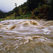 Flooded Stream Pouring Down Steep Slopes In Valley Art Print