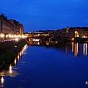 Florence Arno River Night Art Print