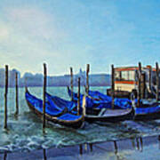 Gondolier Dock Venice Italy Art Print