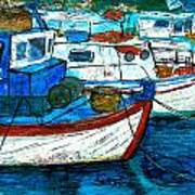 Greek Fishing Boats Art Print
